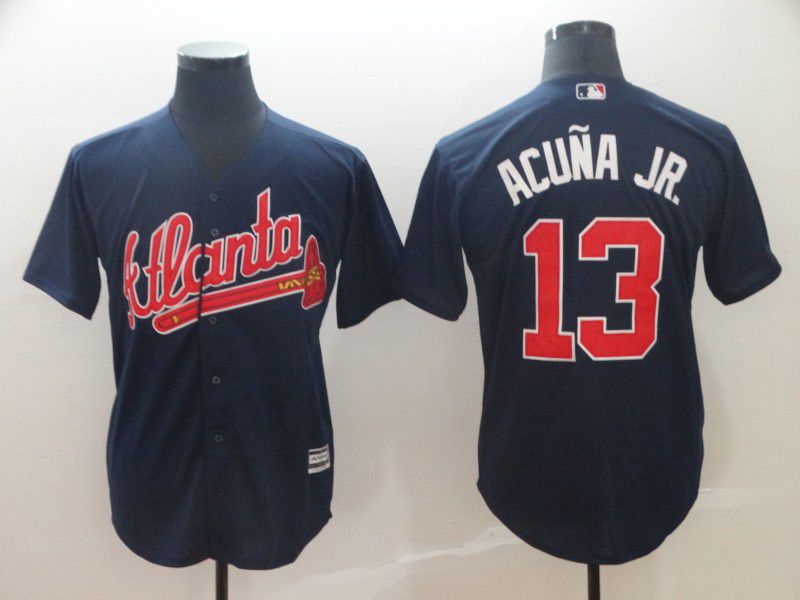 2019 Men Atlanta Braves #13 Acuna JR Blue Game MLB Jerseys->atlanta braves->MLB Jersey